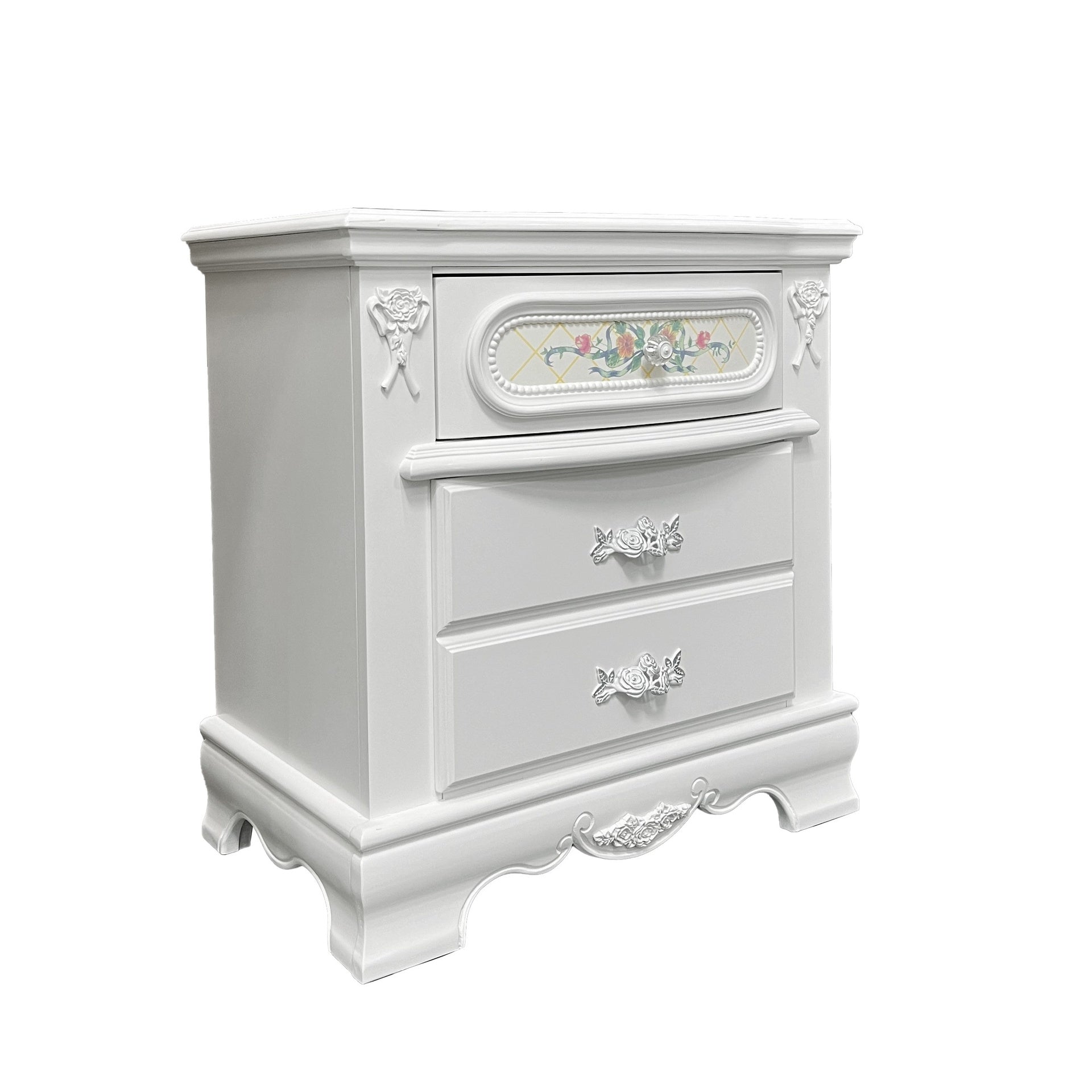 Traditional Bedroom Furniture Two Drawers Nightstand White Finish 1pc