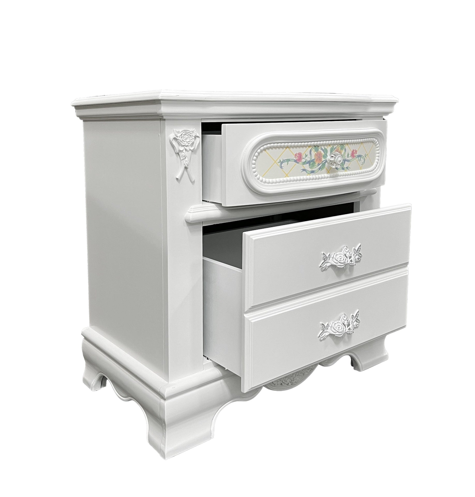 Traditional Bedroom Furniture Two Drawers Nightstand White Finish 1pc