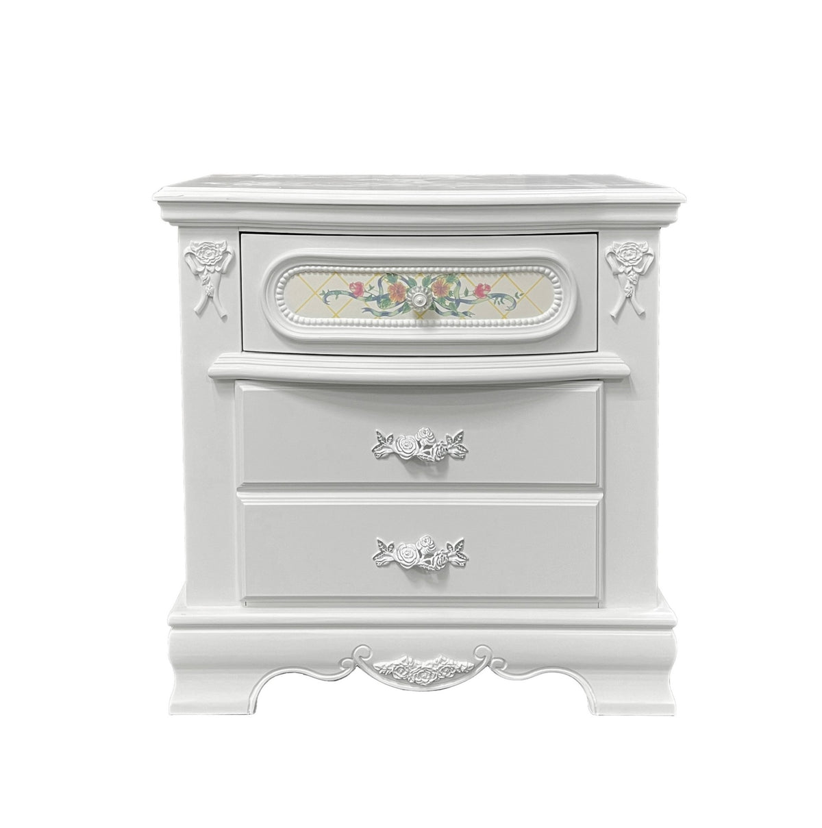 Traditional Bedroom Furniture Two Drawers Nightstand White Finish 1pc