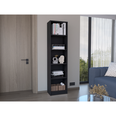 Home Xs Bookcase with 5-Tier Shelves and Slim Design -Black -Office
