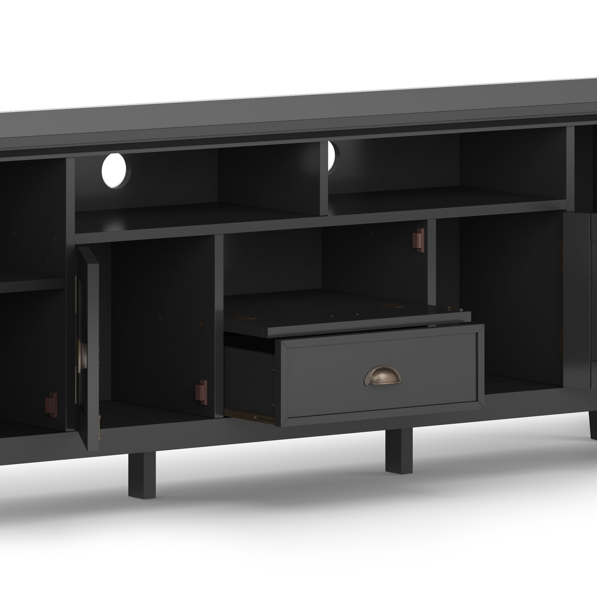 Redmond 72 inch Wide Solid Wood TV Stand in Black For TVs up to 80 inches