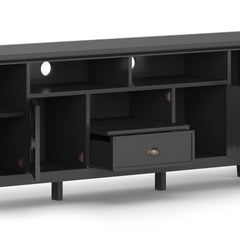 Redmond 72 inch Wide Solid Wood TV Stand in Black For TVs up to 80 inches