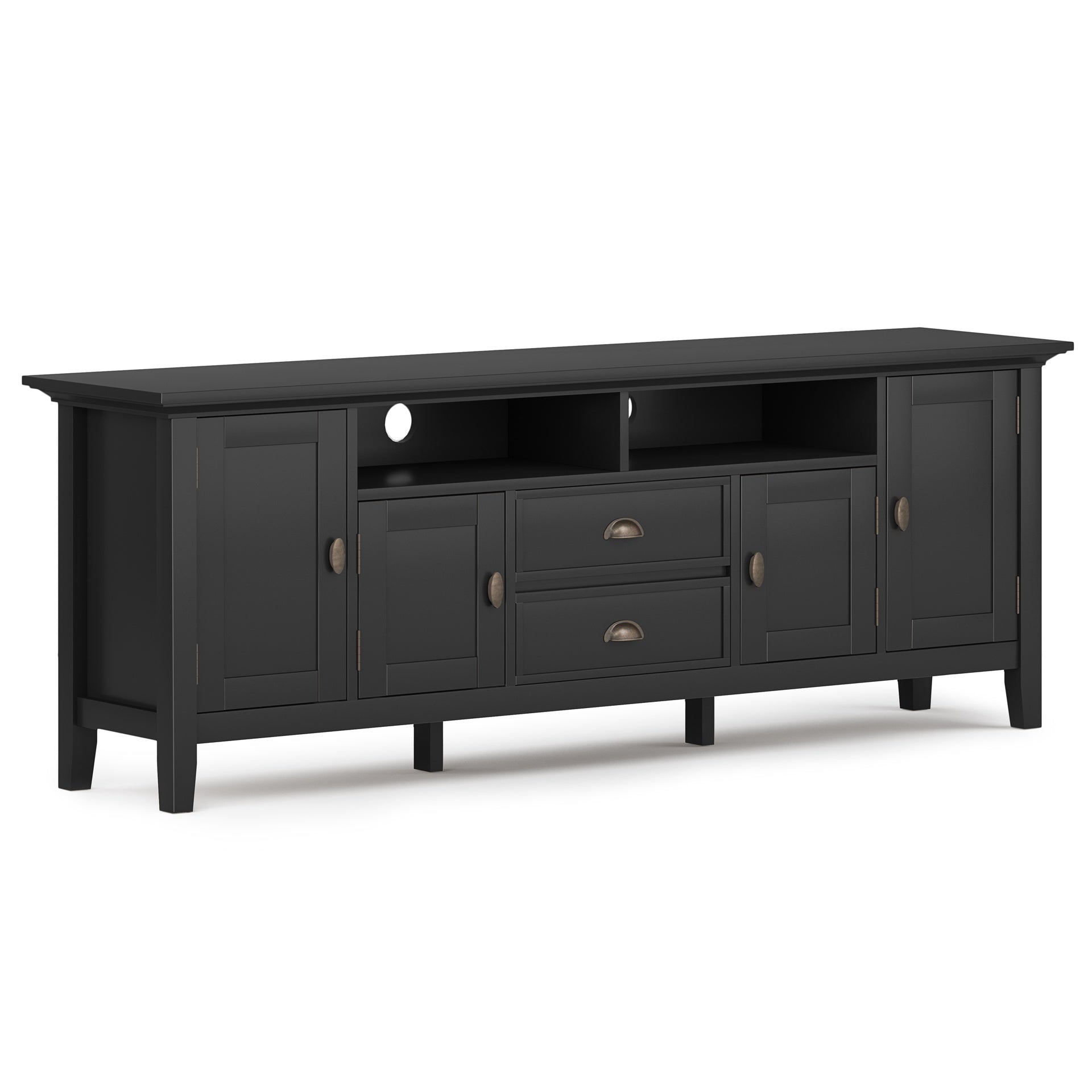Redmond 72 inch Wide Solid Wood TV Stand in Black For TVs up to 80 inches