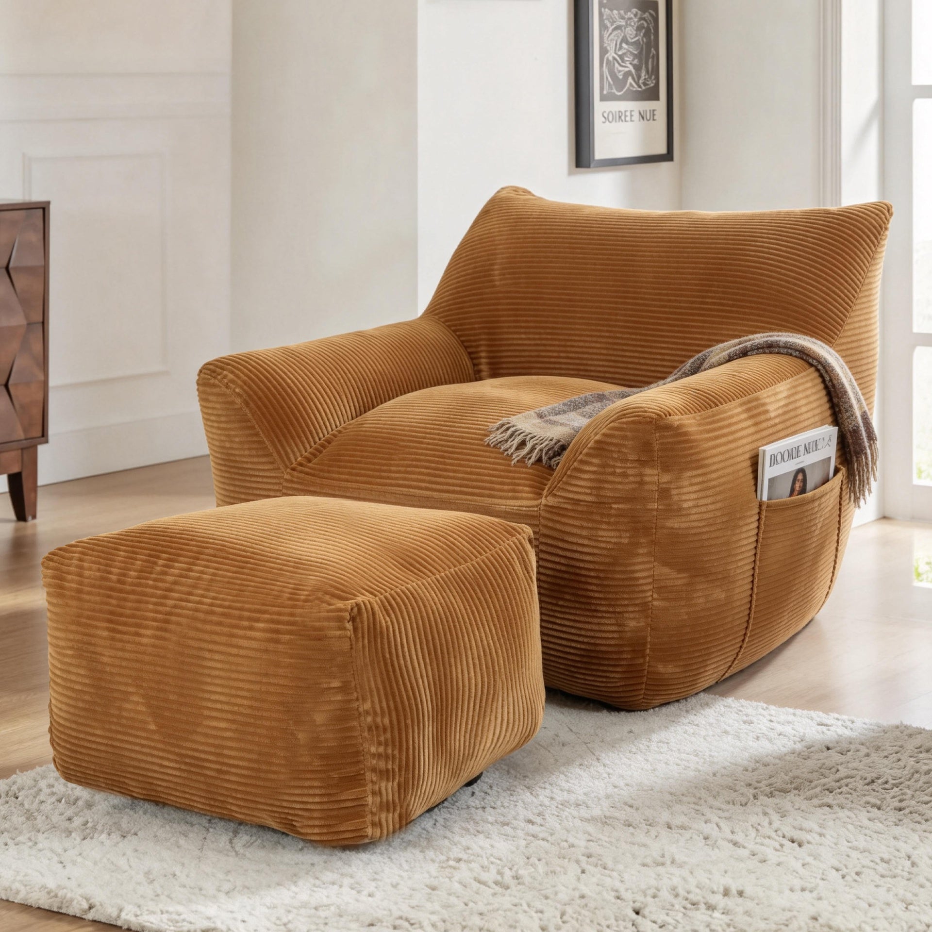 Bean Bag Chair for Adults, Oversized Comfy Beanbag Living Room Lazy Sofa for Bedroom & Dorm