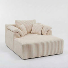 60Inch Chaise Lounge Chair Indoor, Oversized Corduroy Upholstered Boneless Sofa Bed, Deep Seat Sleeper Couch Reading Chairs, Cloud Sofas Couches for Living Room, No Assembly Required (Beige)6