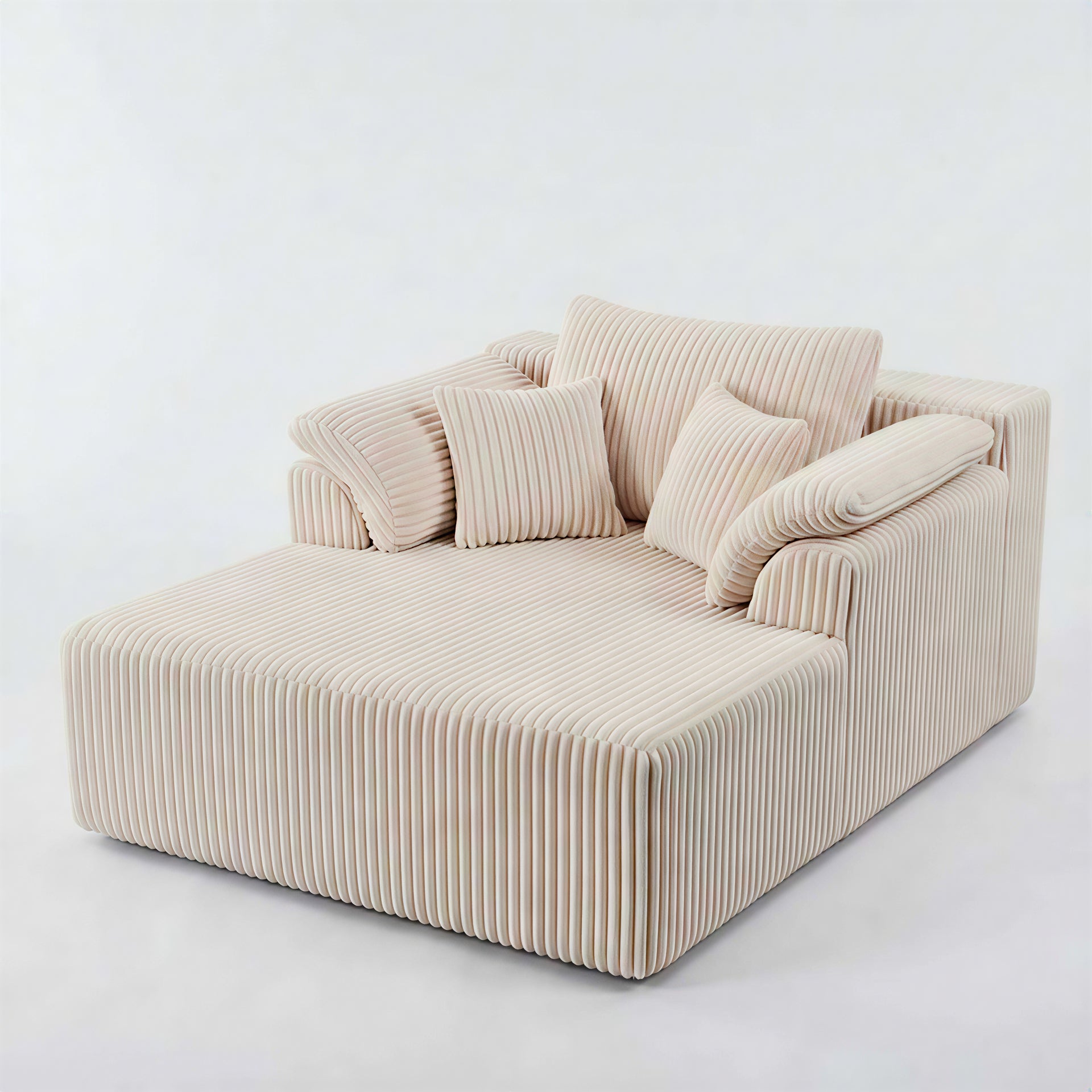 60Inch Chaise Lounge Chair Indoor, Oversized Corduroy Upholstered Boneless Sofa Bed, Deep Seat Sleeper Couch Reading Chairs, Cloud Sofas Couches for Living Room, No Assembly Required (Beige)6