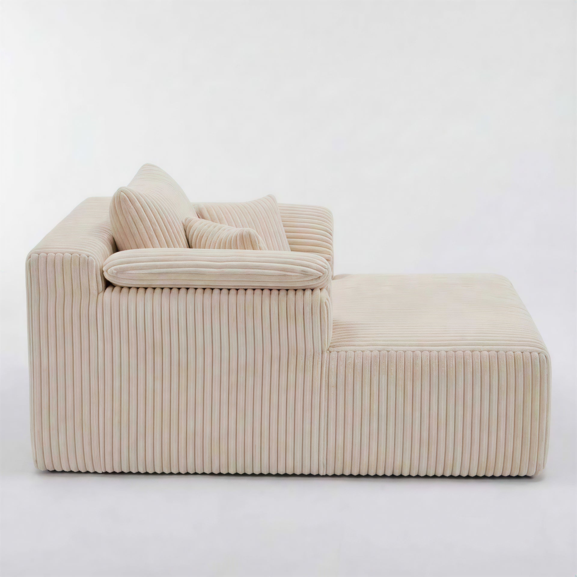 60Inch Chaise Lounge Chair Indoor, Oversized Corduroy Upholstered Boneless Sofa Bed, Deep Seat Sleeper Couch Reading Chairs, Cloud Sofas Couches for Living Room, No Assembly Required (Beige)6