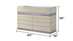 Leonor Modern Style 6 Drawer Dresser made with wood and LED in Gray with clean linear detailing(INCLUDES DRESSER ONLY NOT MIRROR)