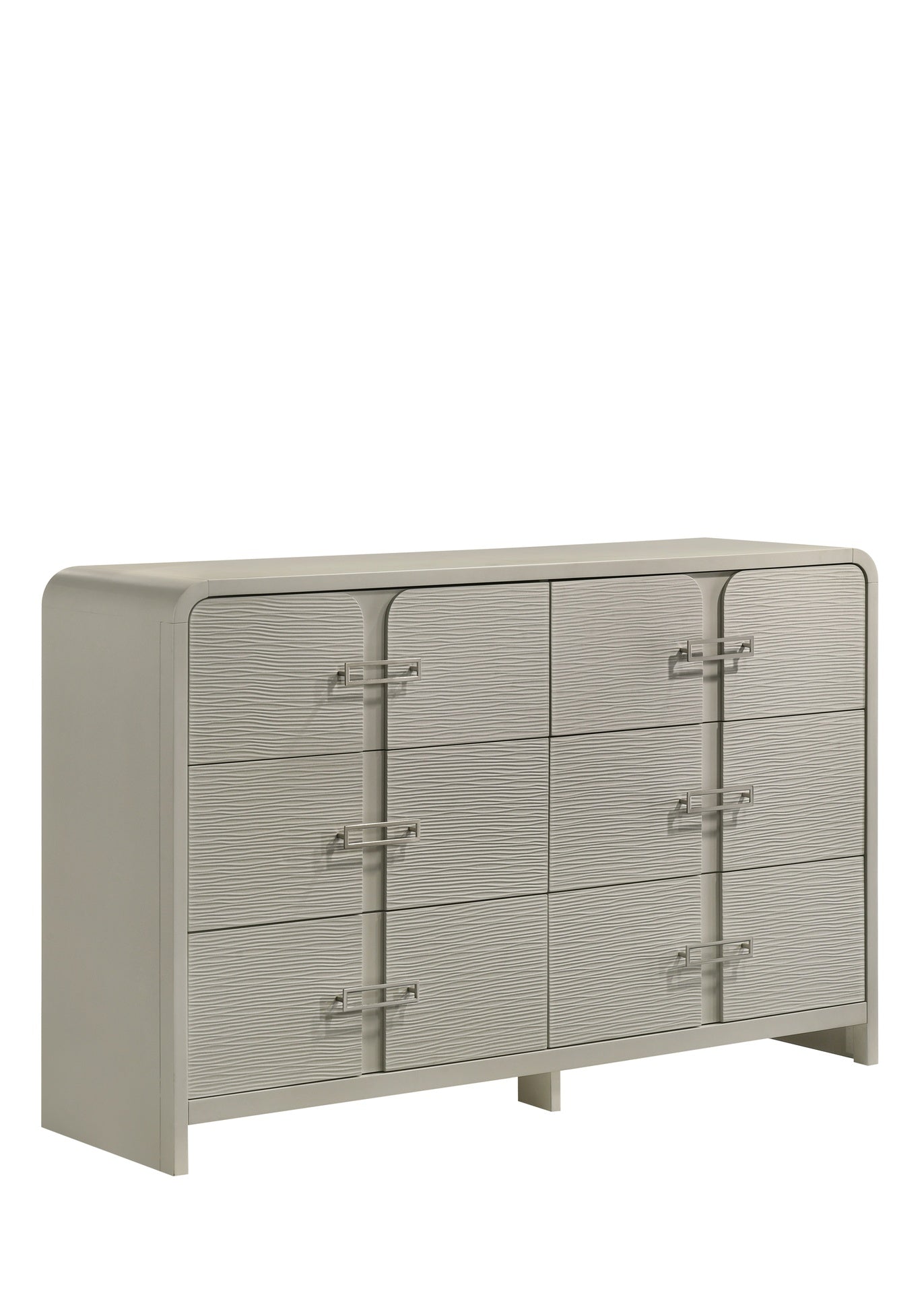 Aria Modern 6-Drawer Dresser with Textured Front, Metal handles and Ball Bearing Glide System in Beige (Includes Only Dresser)