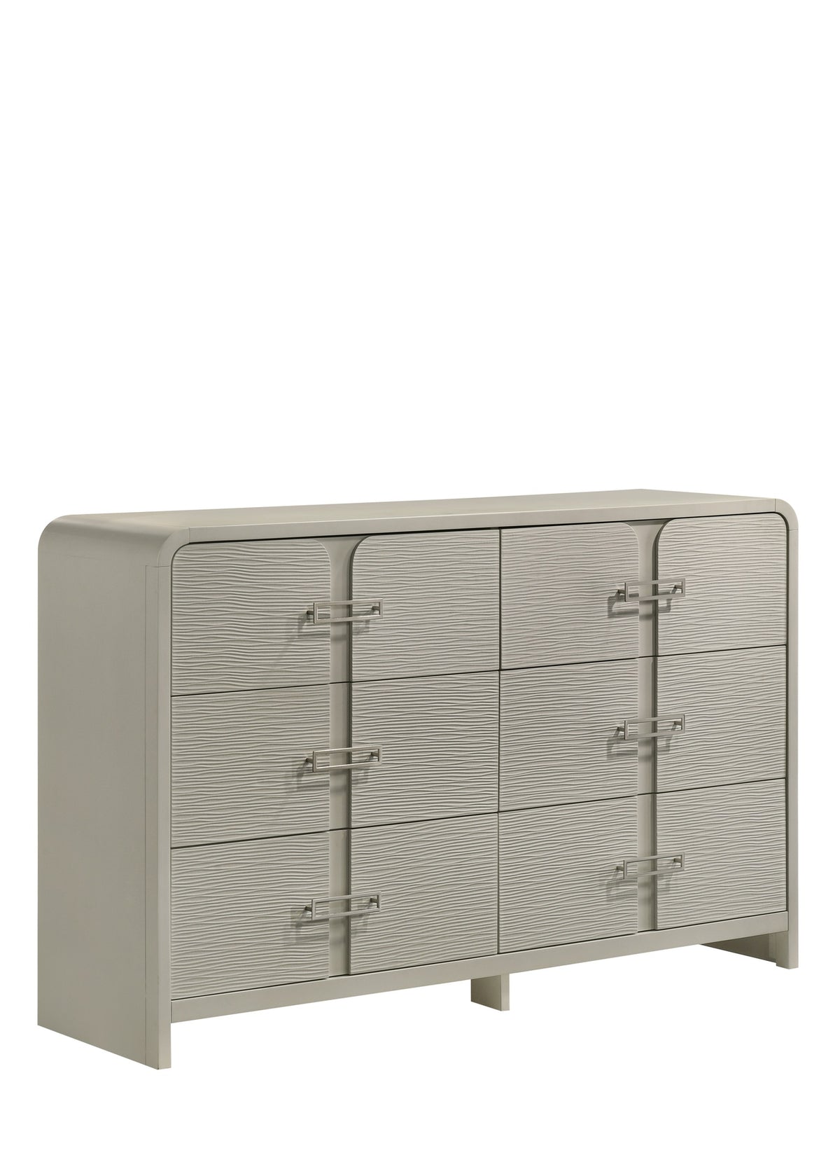 Aria Modern 6-Drawer Dresser with Textured Front, Metal handles and Ball Bearing Glide System in Beige (Includes Only Dresser)