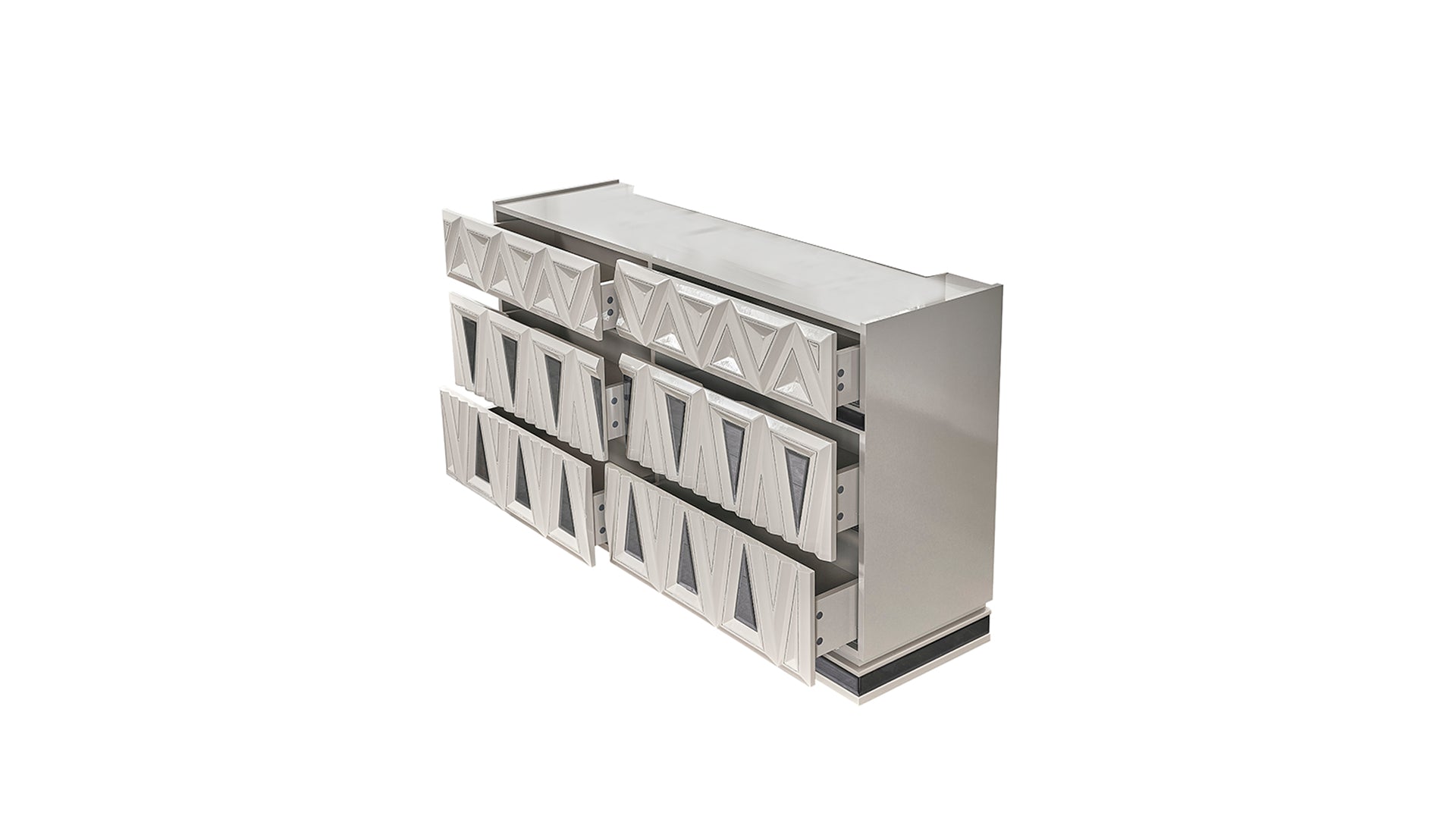 Lavita Modern & Contemporary Style 6- Drawer Dresser Made with Wood and Gold Accents in River Sand Grey      same asG150109276  (NJ inventory)