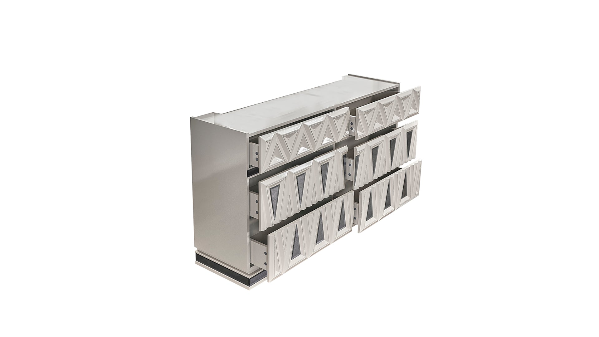 Lavita Modern & Contemporary Style 6- Drawer Dresser Made with Wood and Gold Accents in River Sand Grey      same asG150109276  (NJ inventory)
