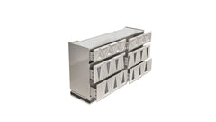 Lavita Modern & Contemporary Style 6- Drawer Dresser Made with Wood and Gold Accents in River Sand Grey      same asG150109276  (NJ inventory)