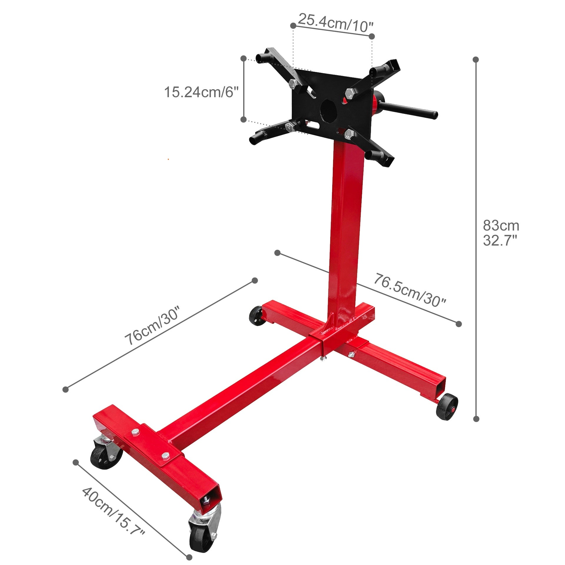 Engine Stand 1000 lbs (1/2 Ton) Capacity, 360 Degree Rotating Engine Run Stand with 4-Casters, Heavy Duty Motorcycle Engine Stand with Foldable Frame for Auto Repair, Vehicle Maintenance, Red