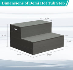 Hot Tub Steps, Universal Spa & Hot Tub Step, Heavy Duty Aluminum Spa Steps, Non-Slip Spa Stairs for Outdoor/Indoor, 600lbs Load Capacity (Gray)
