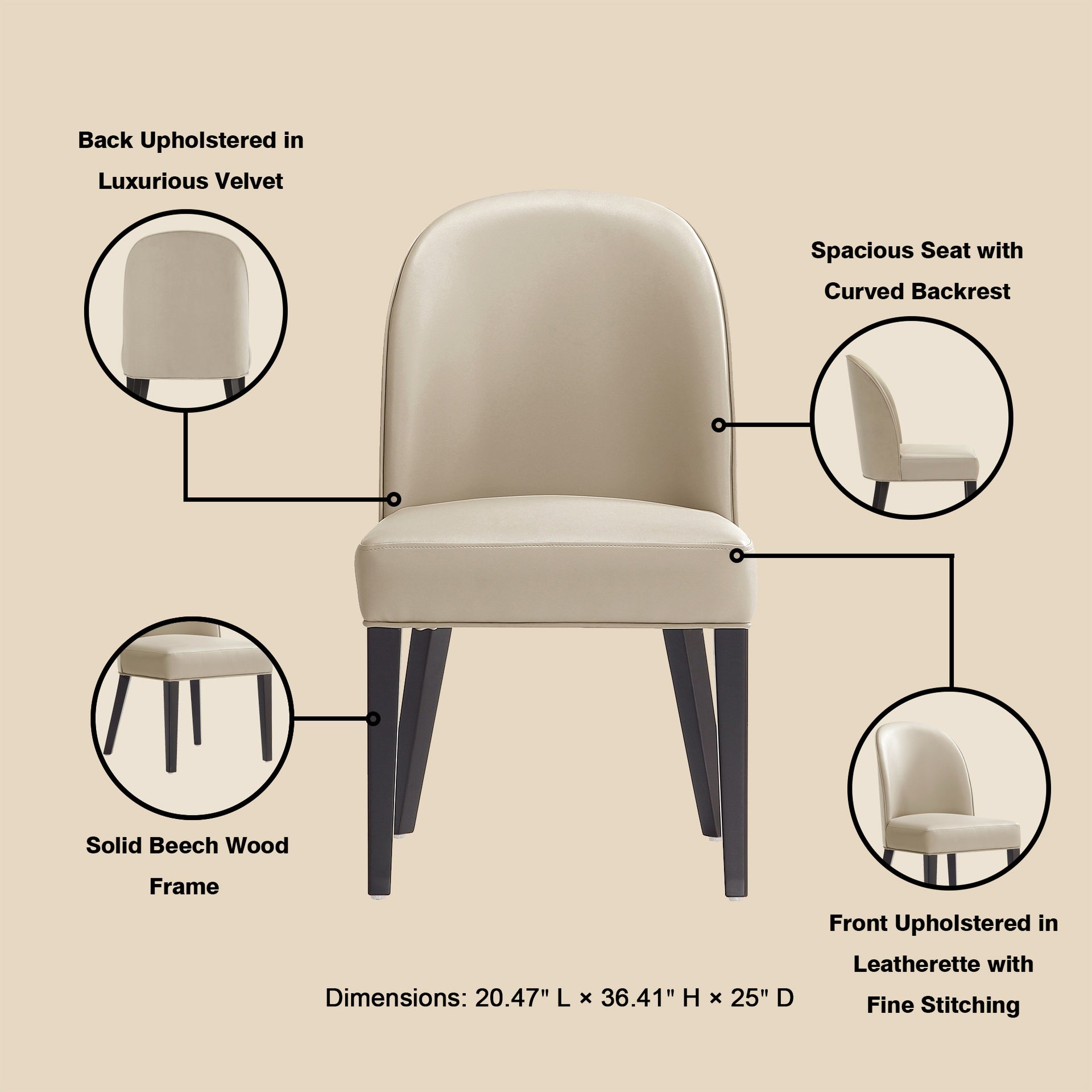 Dining Chair - Set of 2 in Sand