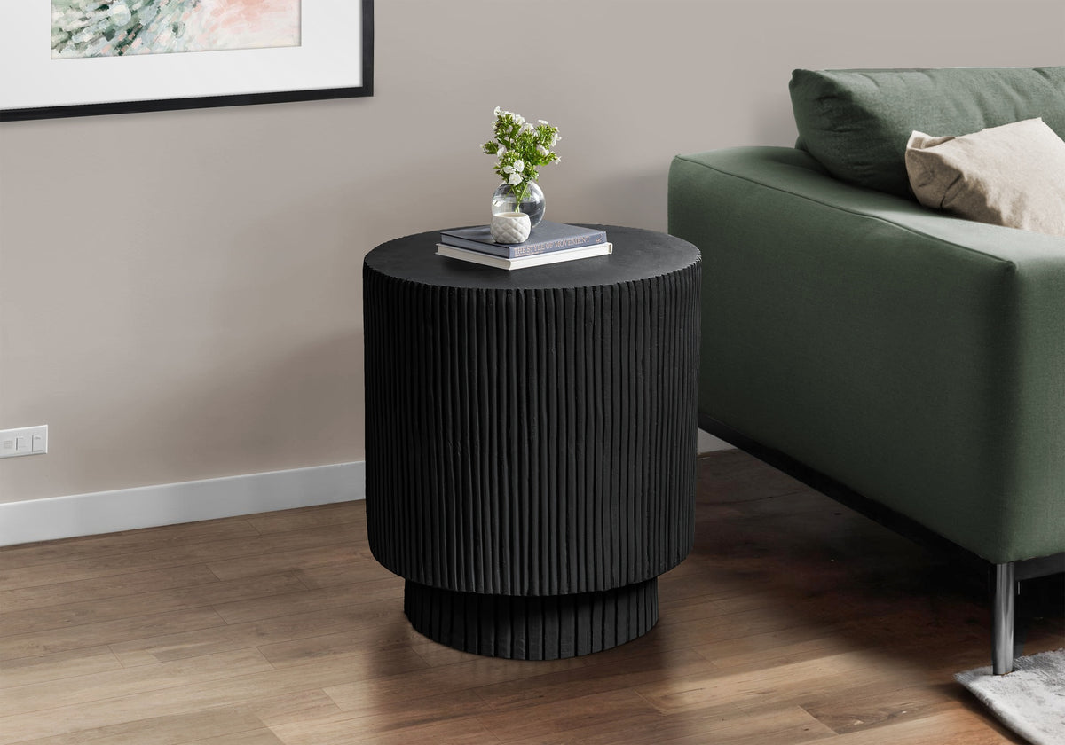 Accent Table, 25"h, Indoor Or Outdoor, Bedroom, End, Living Room, Nightstand, Round, Side Table, Black, Contemporary, Modern