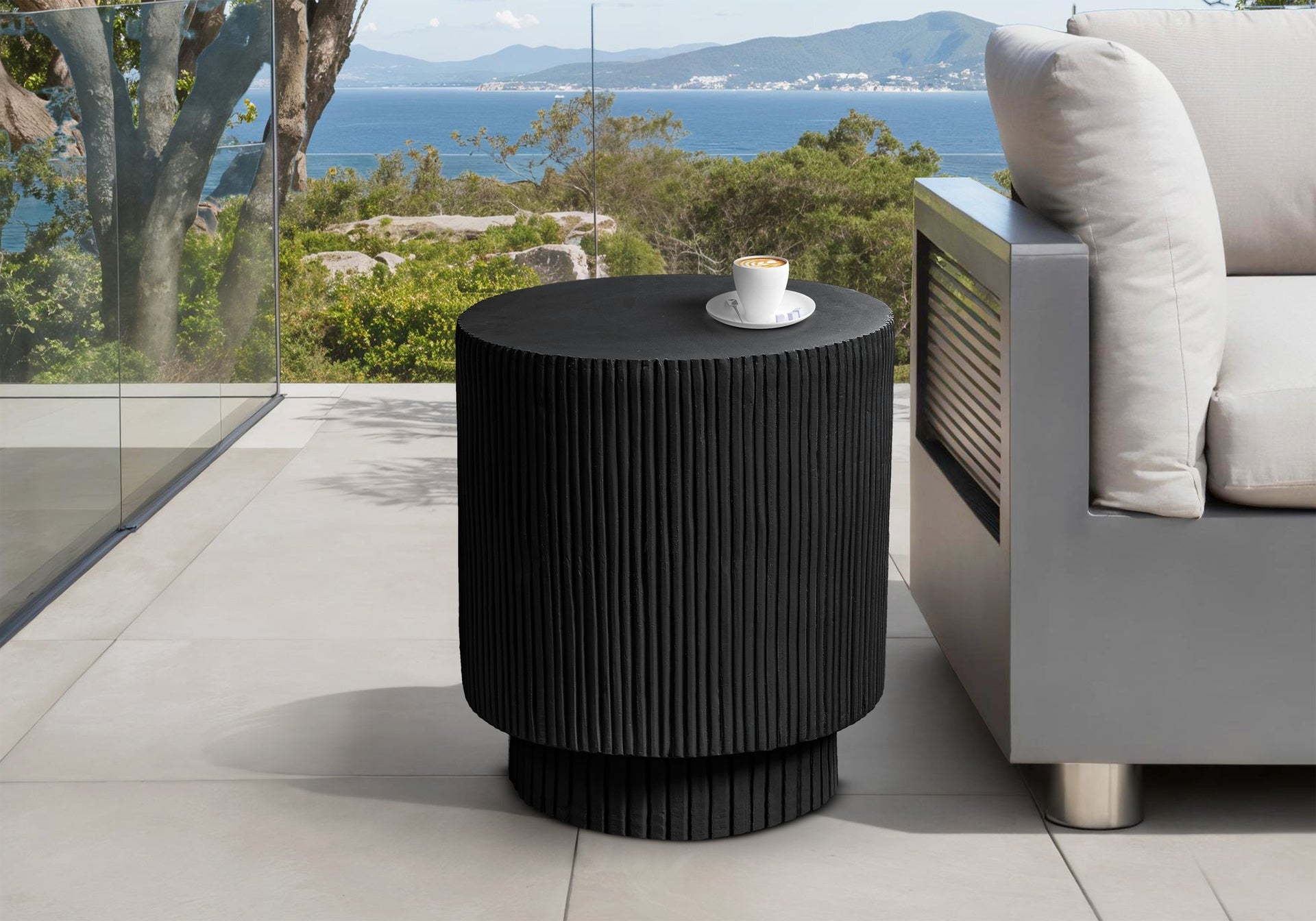 Accent Table, 25"h, Indoor Or Outdoor, Bedroom, End, Living Room, Nightstand, Round, Side Table, Black, Contemporary, Modern