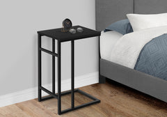 Accent Table, C-shaped, End, Side, Snack, Living Room, Bedroom, Black Laminate, Black Metal, Contemporary, Modern