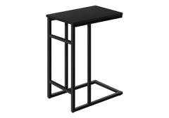 Accent Table, C-shaped, End, Side, Snack, Living Room, Bedroom, Black Laminate, Black Metal, Contemporary, Modern