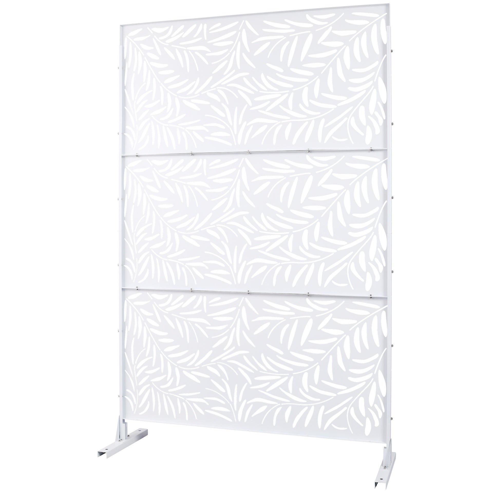 Outdoor & Indoor Privacy Screen Metal Privacy Screen 76" H×48" W, Freestanding Decorative Privacy Screen for Deck Balcony Patio, Privacy Fence Panels for Outside Lawn Garden PS119 WHITE