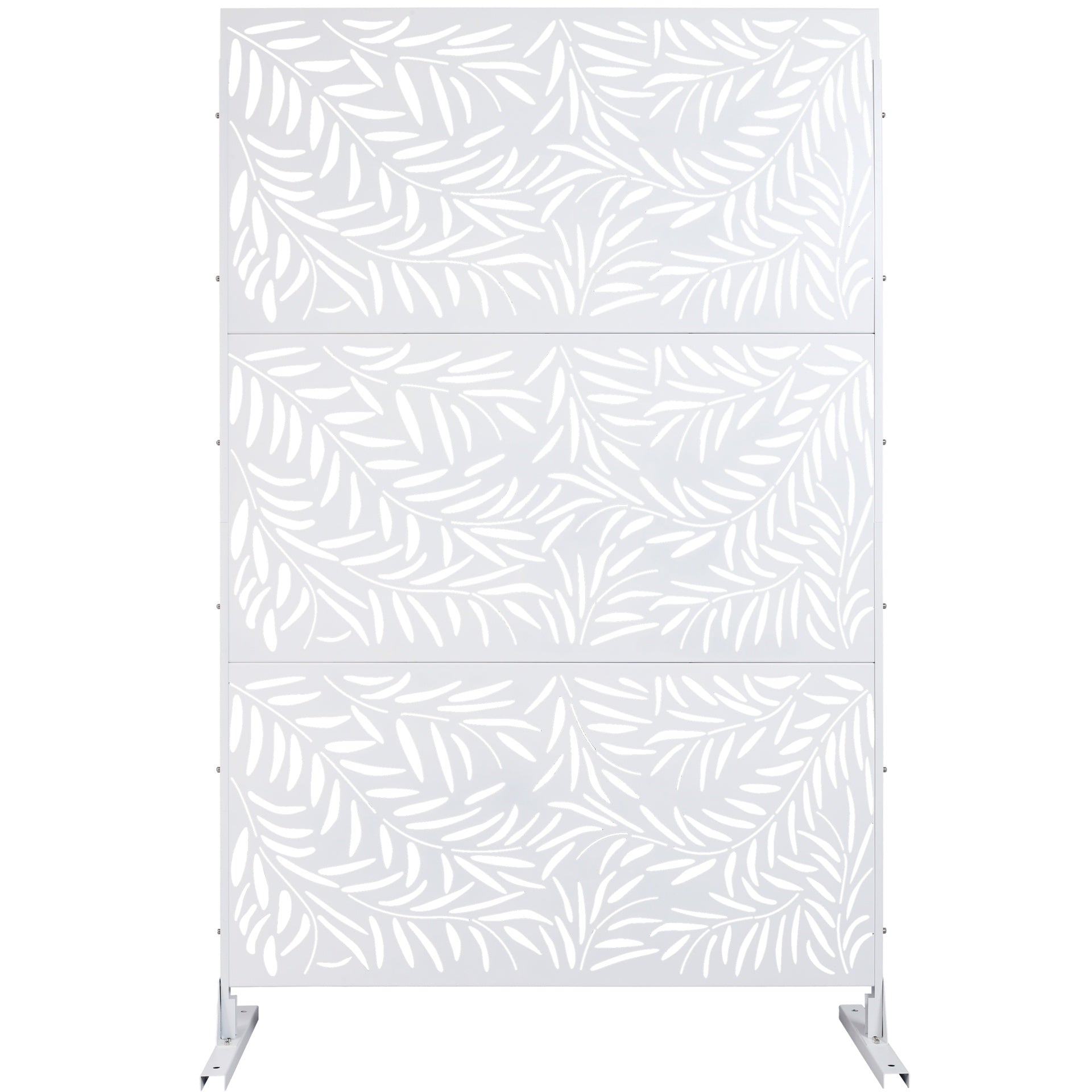 Outdoor & Indoor Privacy Screen Metal Privacy Screen 76" H×48" W, Freestanding Decorative Privacy Screen for Deck Balcony Patio, Privacy Fence Panels for Outside Lawn Garden PS119 WHITE