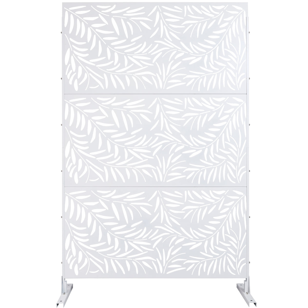 Outdoor & Indoor Privacy Screen Metal Privacy Screen 76" H×48" W, Freestanding Decorative Privacy Screen for Deck Balcony Patio, Privacy Fence Panels for Outside Lawn Garden PS119 WHITE