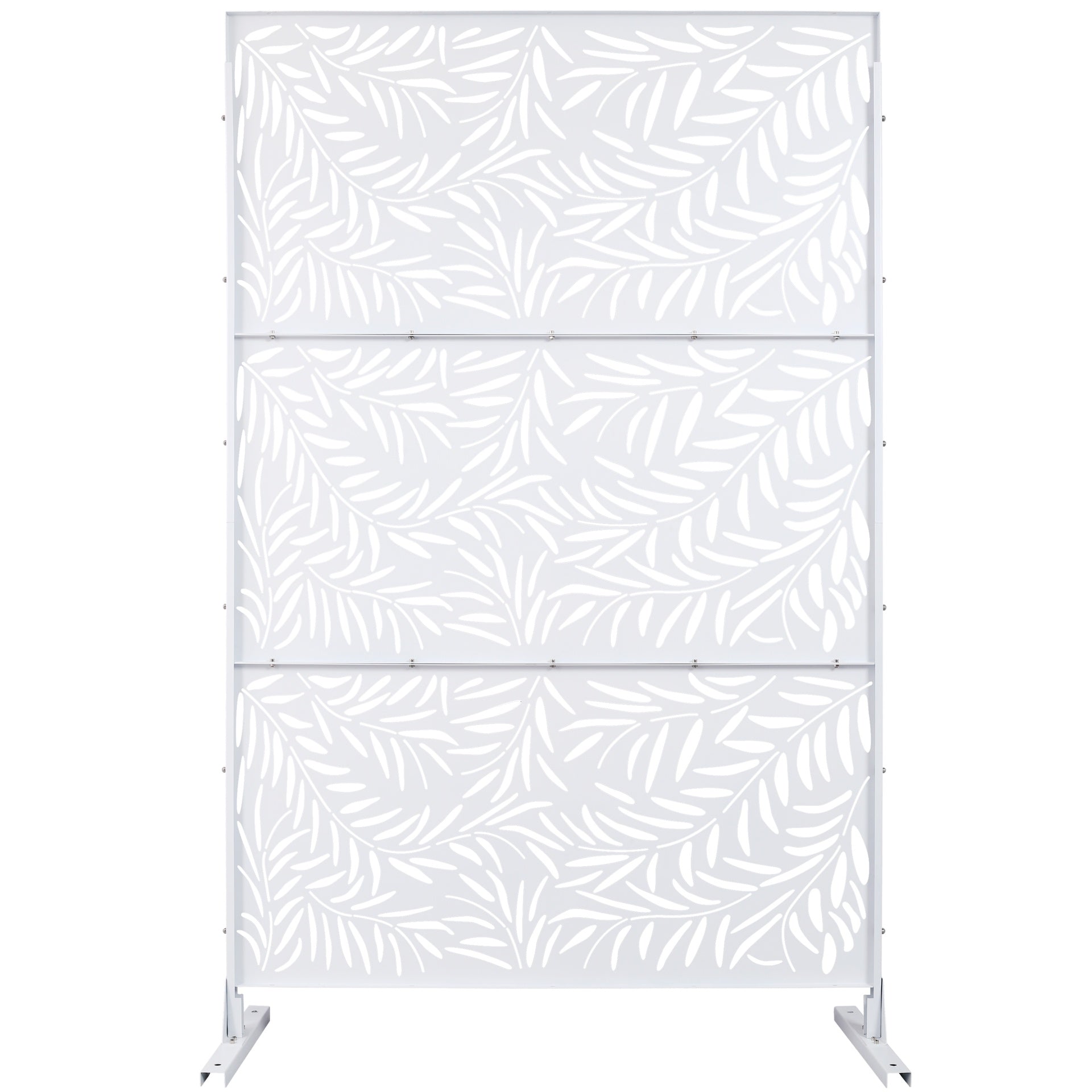 Outdoor & Indoor Privacy Screen Metal Privacy Screen 76" H×48" W, Freestanding Decorative Privacy Screen for Deck Balcony Patio, Privacy Fence Panels for Outside Lawn Garden PS119 WHITE