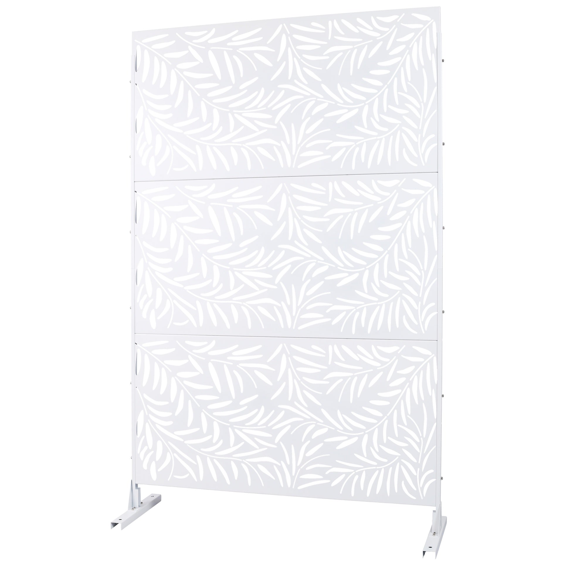 Outdoor & Indoor Privacy Screen Metal Privacy Screen 76" H×48" W, Freestanding Decorative Privacy Screen for Deck Balcony Patio, Privacy Fence Panels for Outside Lawn Garden PS119 WHITE