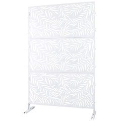 Outdoor & Indoor Privacy Screen Metal Privacy Screen 76" H×48" W, Freestanding Decorative Privacy Screen for Deck Balcony Patio, Privacy Fence Panels for Outside Lawn Garden PS119 WHITE