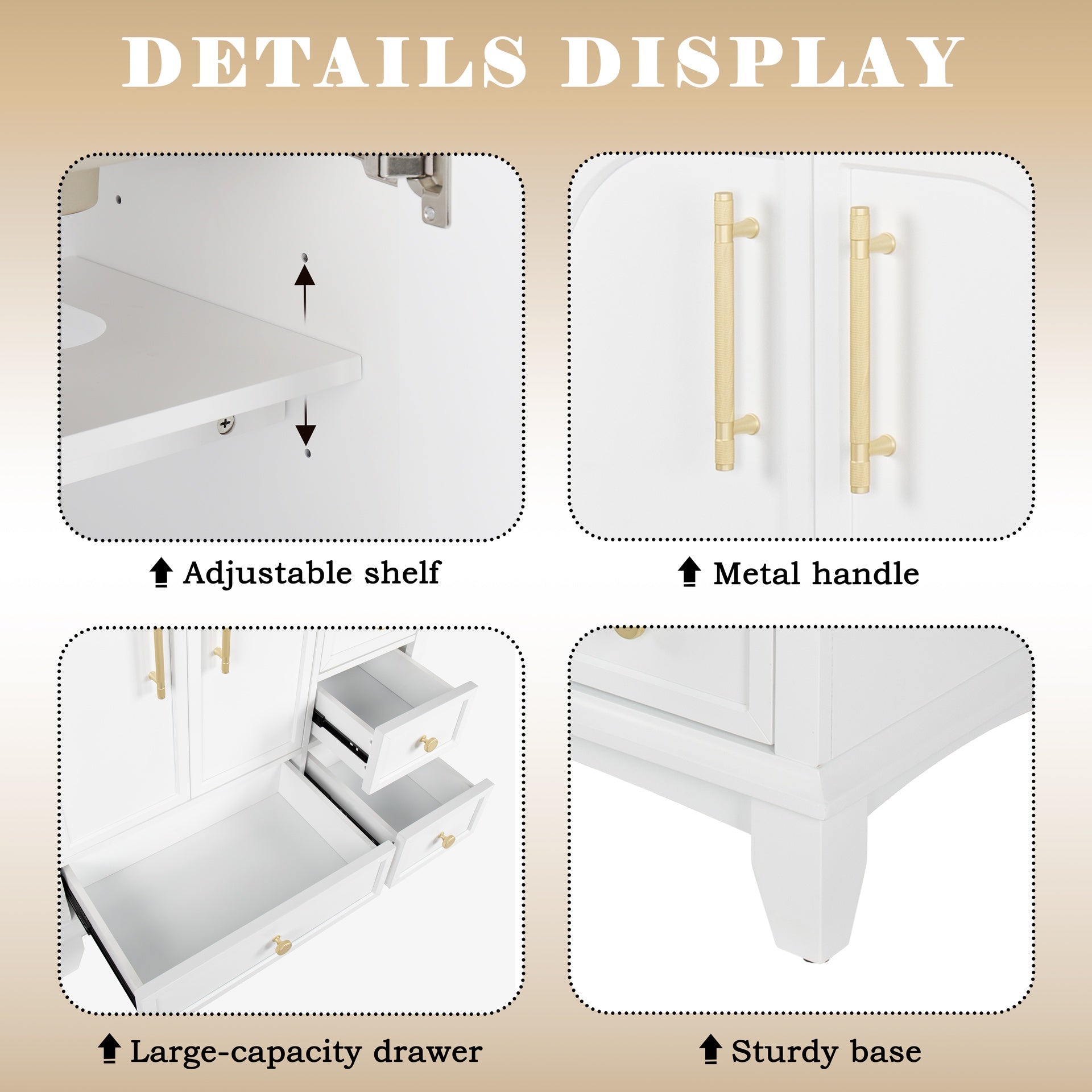 35.6" Modern Bathroom Vanity Sink Combo with Painted Surface, Mid-Century Freestanding Freestanding Bathroom Vanity Sink with Storage, High-end Restroom Vanity Cabinet with Drawers & Metal Handles
