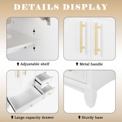 35.6" Modern Bathroom Vanity Sink Combo with Painted Surface, Mid-Century Freestanding Freestanding Bathroom Vanity Sink with Storage, High-end Restroom Vanity Cabinet with Drawers & Metal Handles