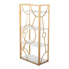 Constellation Contemporary Bookcase in Gold Metal and White Wood by LumiSource
