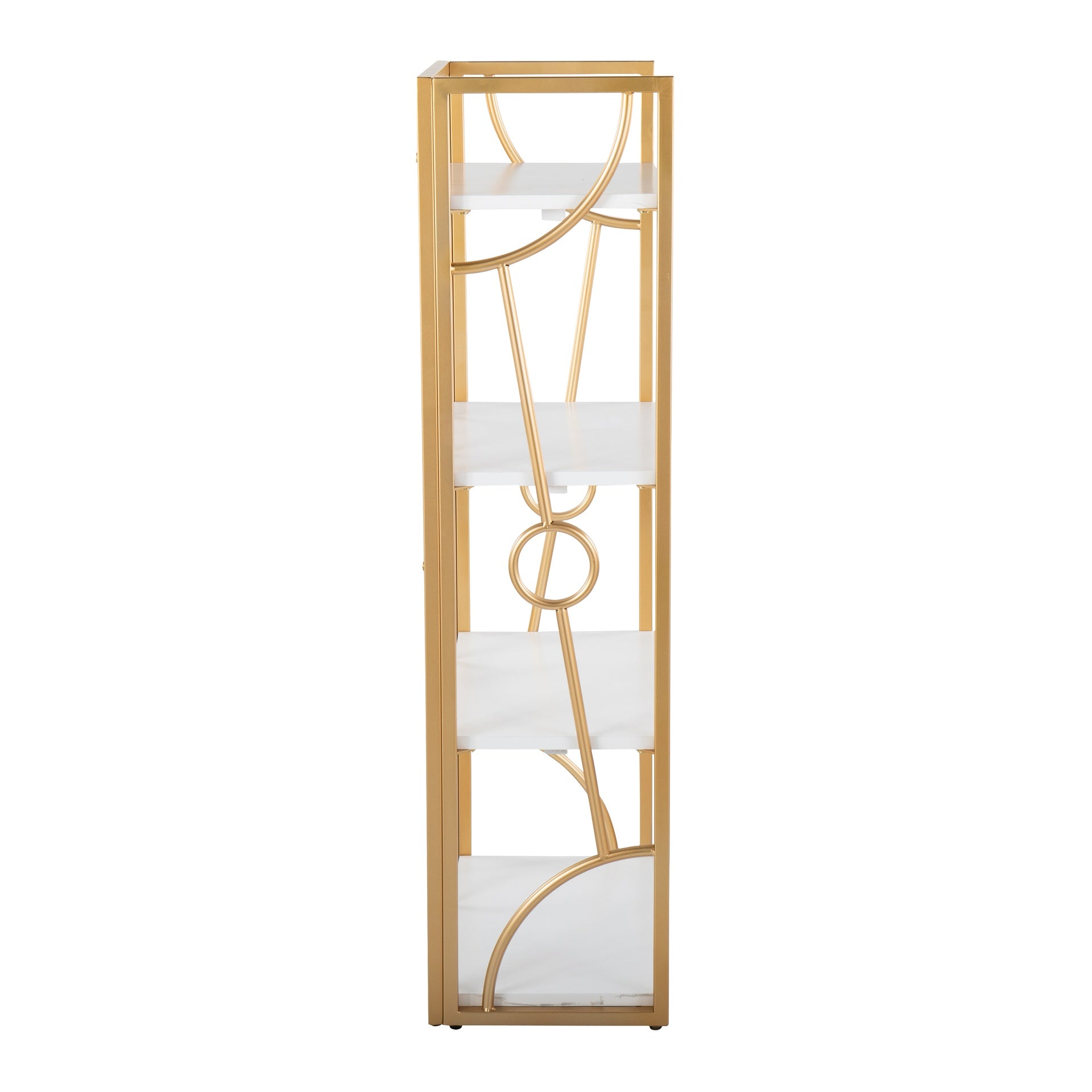 Constellation Contemporary Bookcase in Gold Metal and White Wood by LumiSource