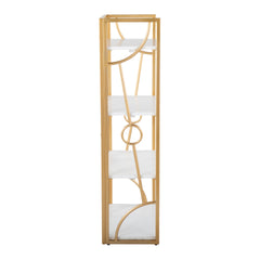 Constellation Contemporary Bookcase in Gold Metal and White Wood by LumiSource