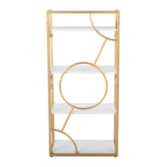 Constellation Contemporary Bookcase in Gold Metal and White Wood by LumiSource