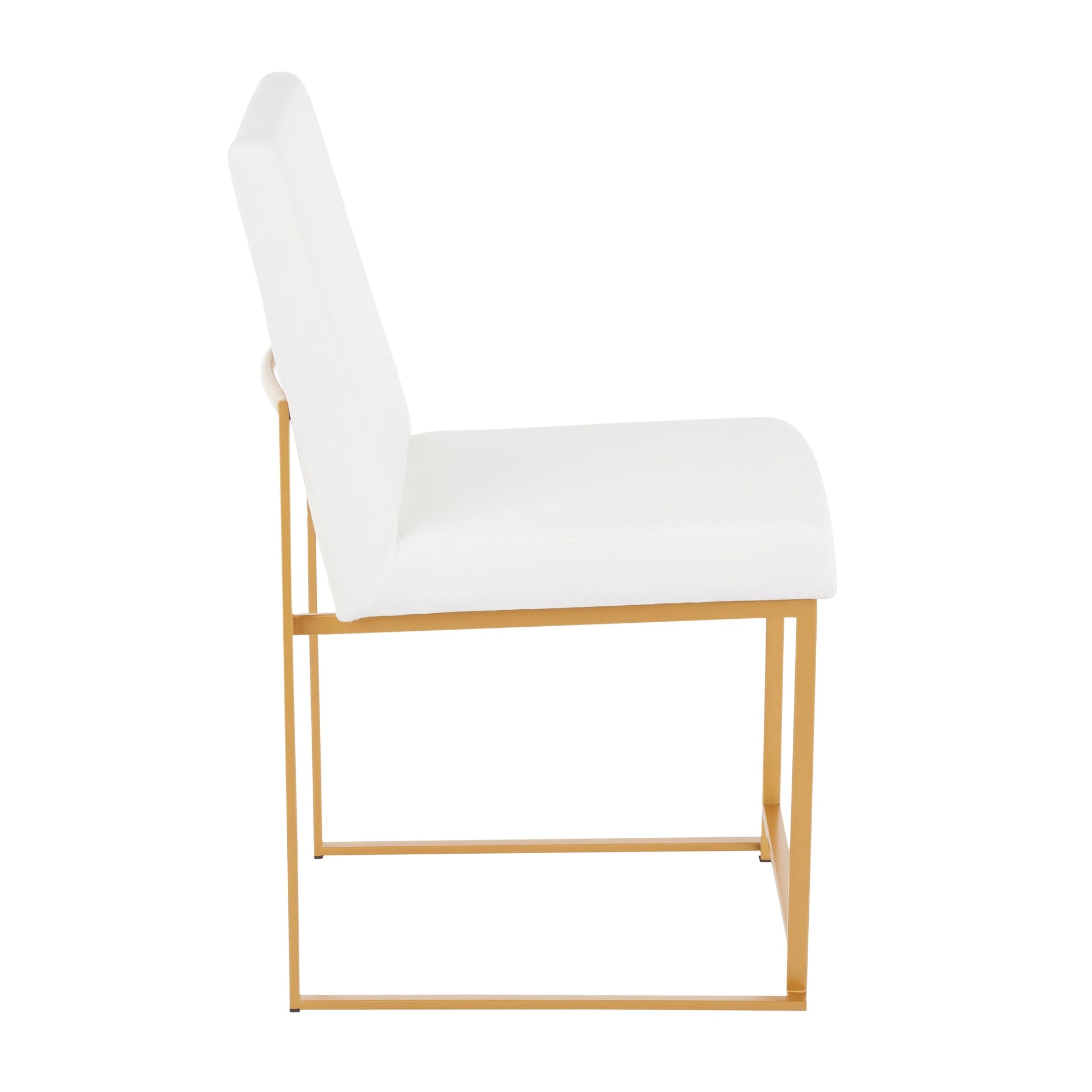 High Back Fuji Contemporary Dining Chair in Gold and White Velvet by LumiSource - Set of 2