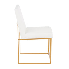 High Back Fuji Contemporary Dining Chair in Gold and White Velvet by LumiSource - Set of 2