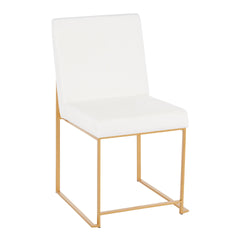High Back Fuji Contemporary Dining Chair in Gold and White Velvet by LumiSource - Set of 2