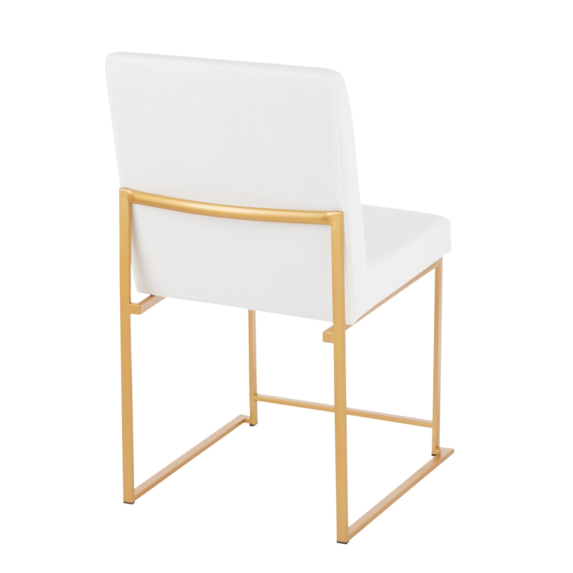High Back Fuji Contemporary Dining Chair in Gold and White Velvet by LumiSource - Set of 2