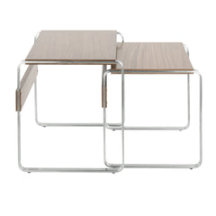 Tea Side Mid-Century Modern Nesting Tables in Stainless Steel and Walnut by LumiSource