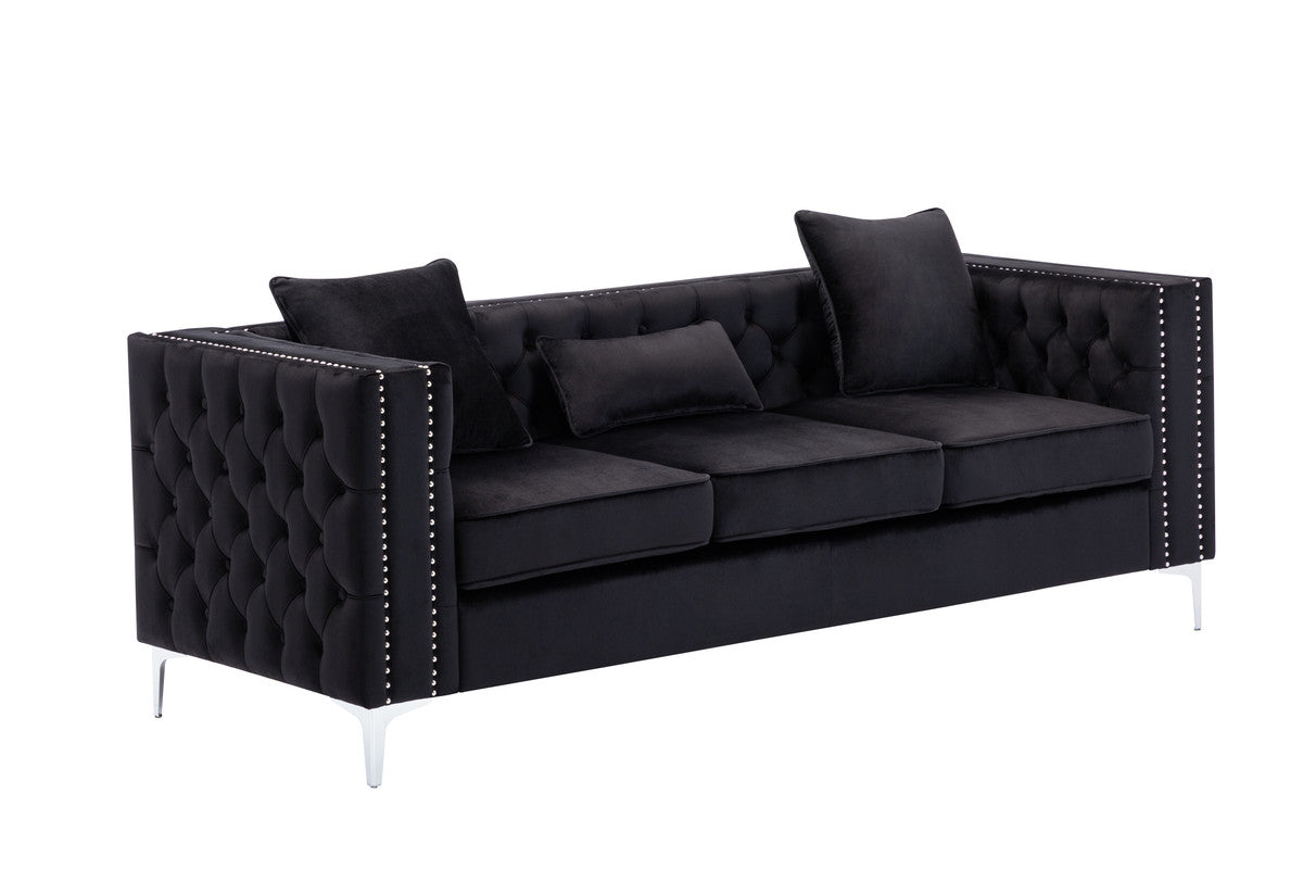 Lorreto 86" Black Velvet Sofa