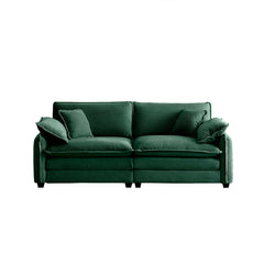 Warm and Cozy Living Room Sofa with 4 Pillows Upholstered Large Deep Seat 2 Seater Sofa for Living Room,Green Corduroy