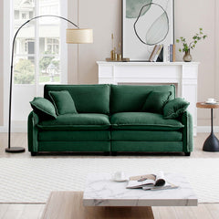 Warm and Cozy Living Room Sofa with 4 Pillows Upholstered Large Deep Seat 2 Seater Sofa for Living Room,Green Corduroy