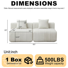 Chenille sectional sofa with 2 pillows,Symmetrical Modular Sofa Sectional for bedroom, living room, office for leisure or nap, reading room, and lobby