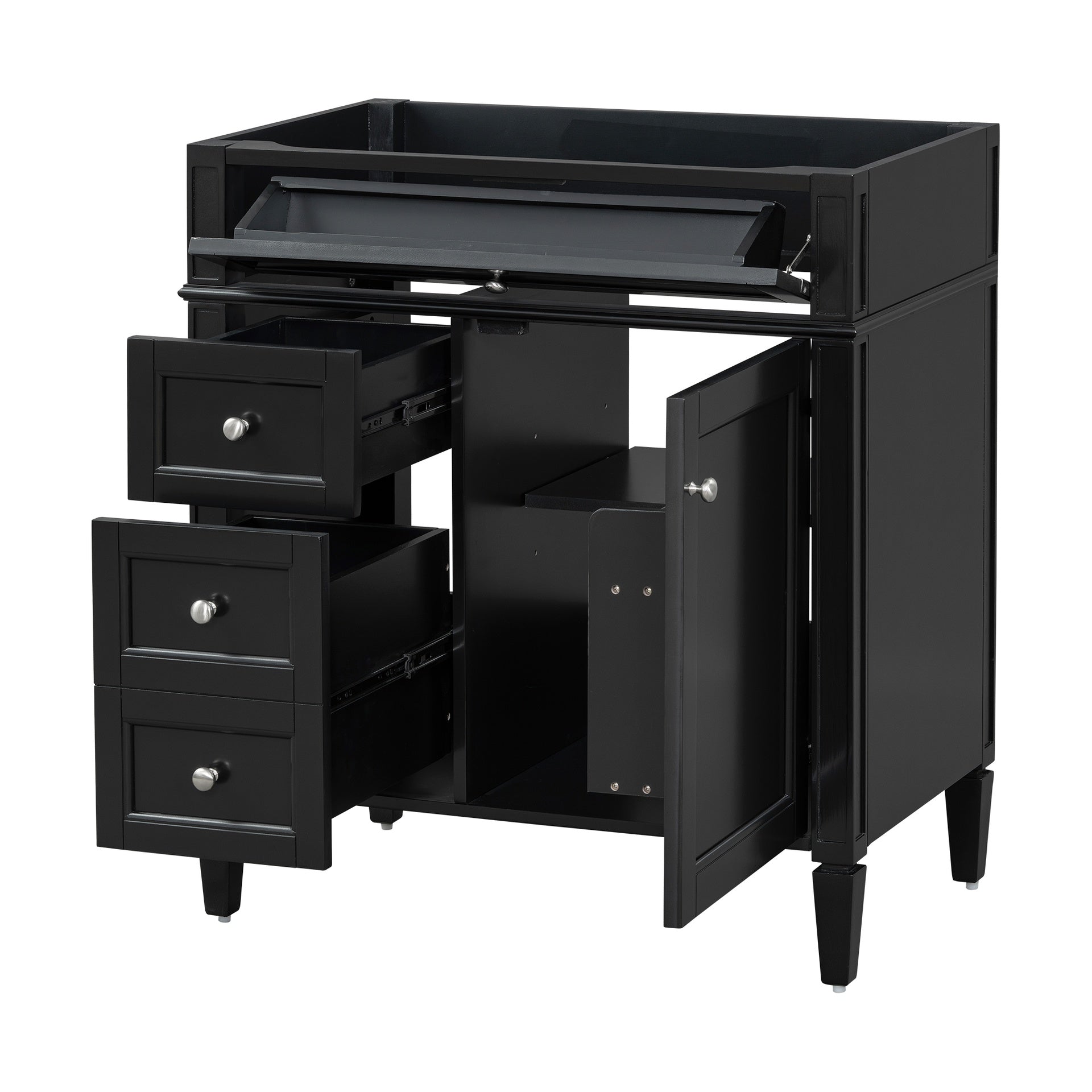 30'' Bathroom Vanity without Top Sink, Modern Bathroom Storage Cabinet with 2 Drawers and a Tip-out Drawer (NOT INCLUDE BASIN)