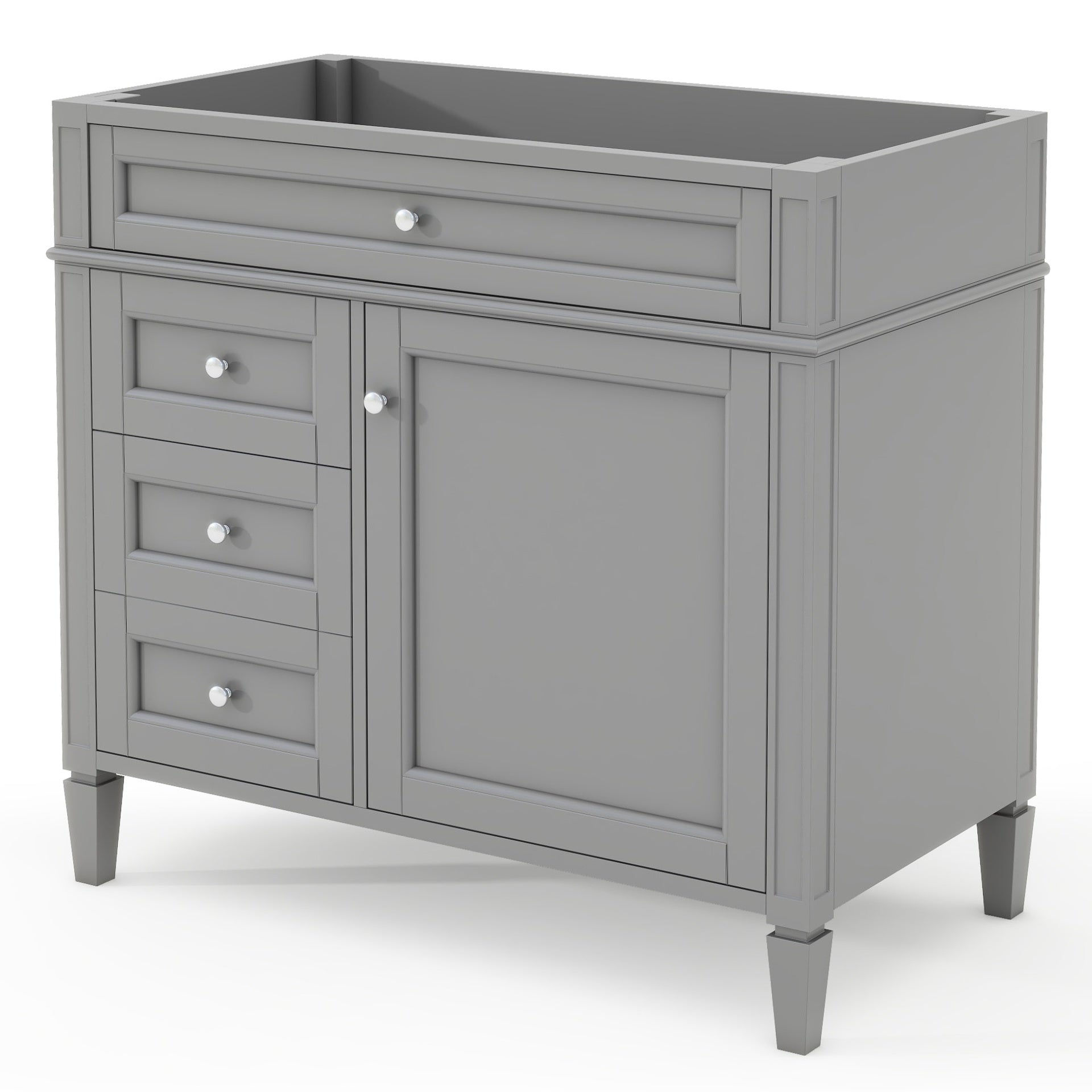 36'' Bathroom Vanity without Top Sink, Modern Bathroom Storage Cabinet with 2 Drawers and a Tip-out Drawer, Solid Wood Frame (NOT INCLUDE BASIN SINK; REPLACE WF315154AAE)