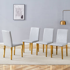 Four Light Gray PU dining chairs, simple and versatile, comfortable and accompanied. Exquisite and versatile dining chairs unlock a comfortable new experience.(Set of 4)