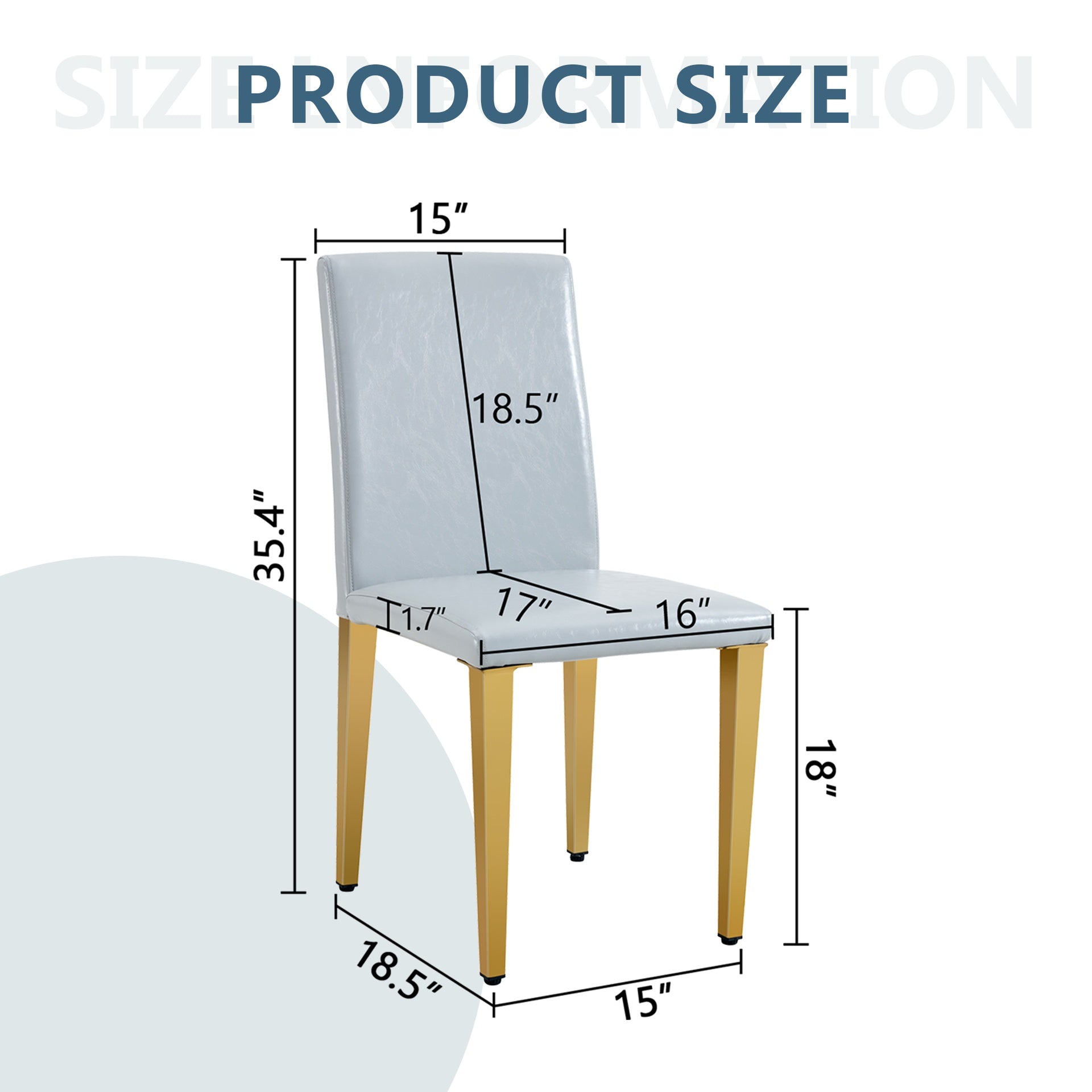 Four Light Gray PU dining chairs, simple and versatile, comfortable and accompanied. Exquisite and versatile dining chairs unlock a comfortable new experience.(Set of 4)