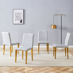 Four Light Gray PU dining chairs, simple and versatile, comfortable and accompanied. Exquisite and versatile dining chairs unlock a comfortable new experience.(Set of 4)